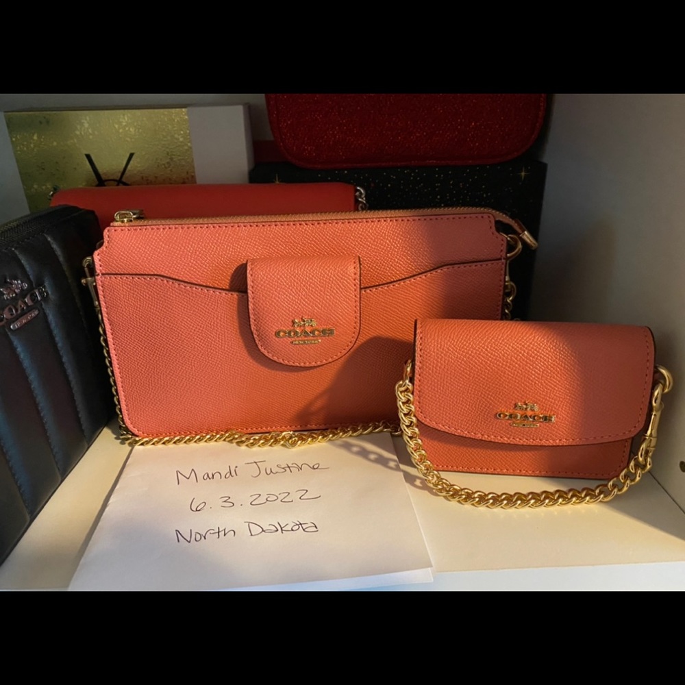 Authentic Coach Poppy Crossbody Bag in Poppy and Gold